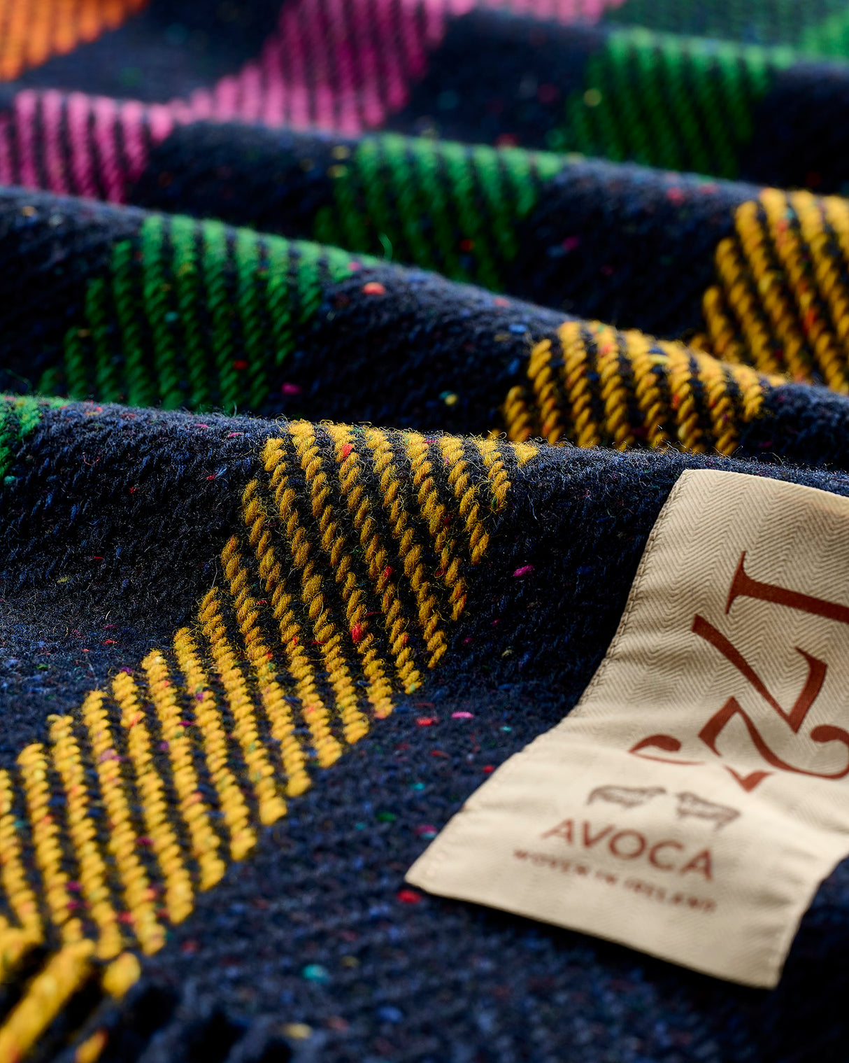 Navy Vertical Stripe Dapple Heavy Donegal Throw