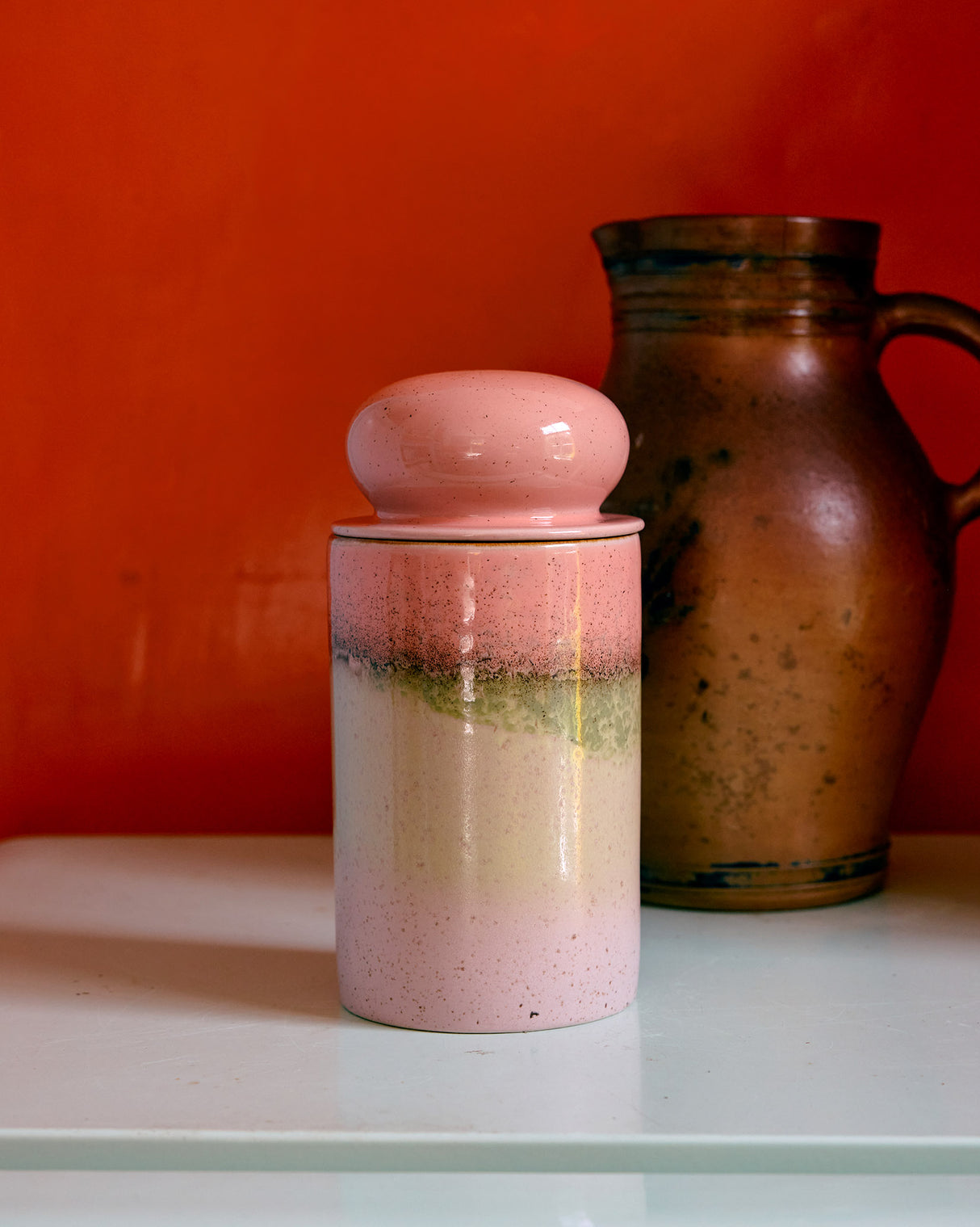 Glaze 70s Ceramics Lidded Storage Jar