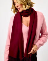 Burgundy Large Herringbone Wide Merino Scarf