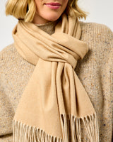 Camel Large Herringbone Wide Merino Scarf