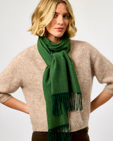 Forest Green Large Herringbone Wide Merino Scarf