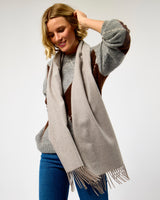 Light Grey Large Herringbone Wide Merino Scarf