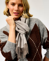 Light Grey Large Herringbone Wide Merino Scarf