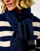 Navy Large Herringbone Wide Merino Scarf