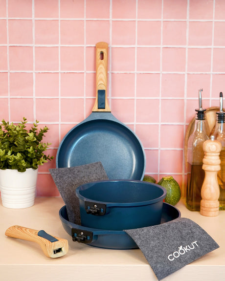 Blueberry 7-Piece Non-Stick Detachable Pans & Handles Set