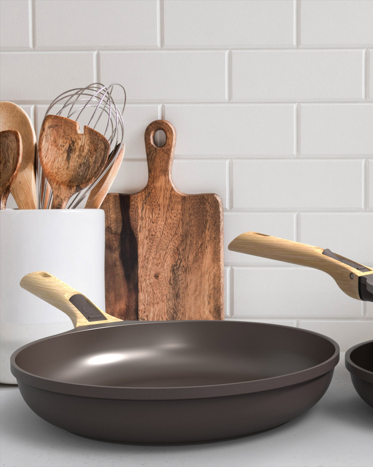 Mocha Imitation Wood Detachable Cookut Pan Handle