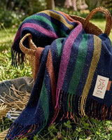 Navy Vertical Stripe Dapple Heavy Donegal Throw