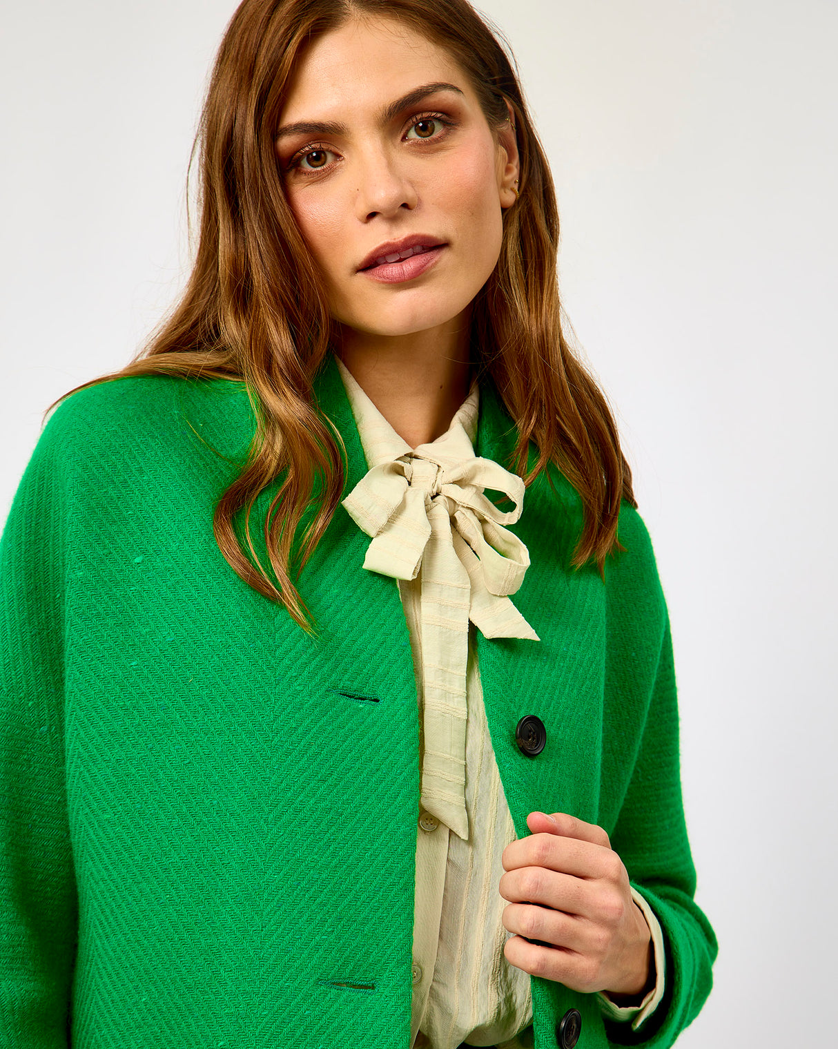 Oak Emerald on Emerald Donegal Wool Coat
