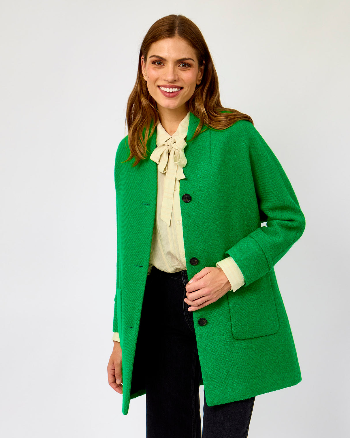 Oak Emerald on Emerald Donegal Wool Coat