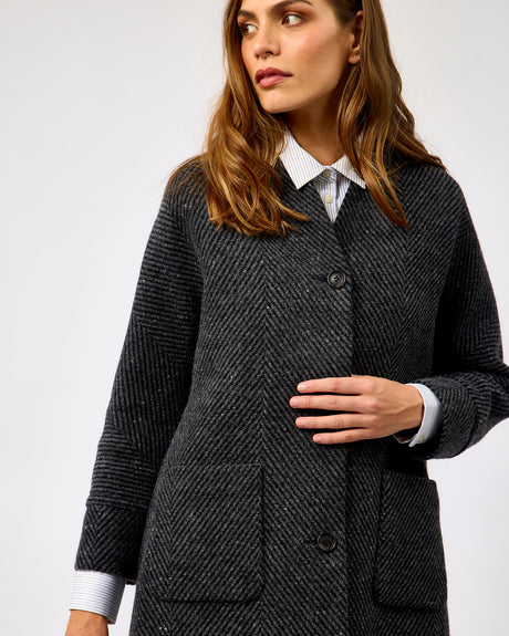 Oak Grey & Black Donegal Wool Coat