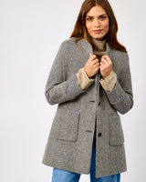 Oak Navy & Cream Donegal Wool Coat