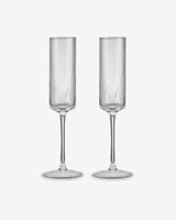 Clear Plissé Glass Champagne Flutes - Set of 2