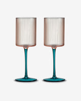 Pink & Green Plissé Glass White Wine Glasses - Set of 2