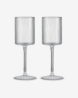 Clear Plissé Glass White Wine Glasses - Set of 2