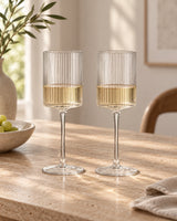 Clear Plissé Glass White Wine Glasses - Set of 2