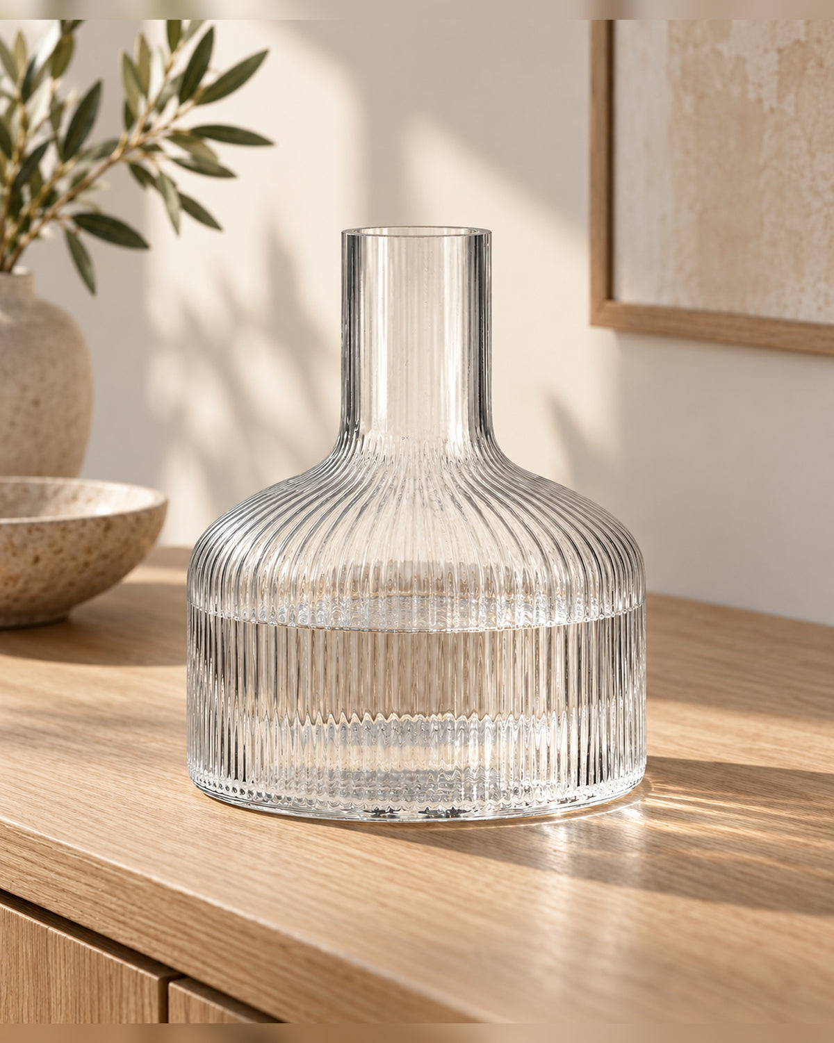 Clear Plissé Glass Decanter