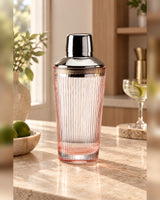 Pink Plissé Glass Cocktail Shaker