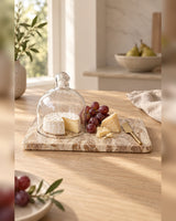 Butterscotch Marble Cheeseboard with Cloche & Cheese Knife