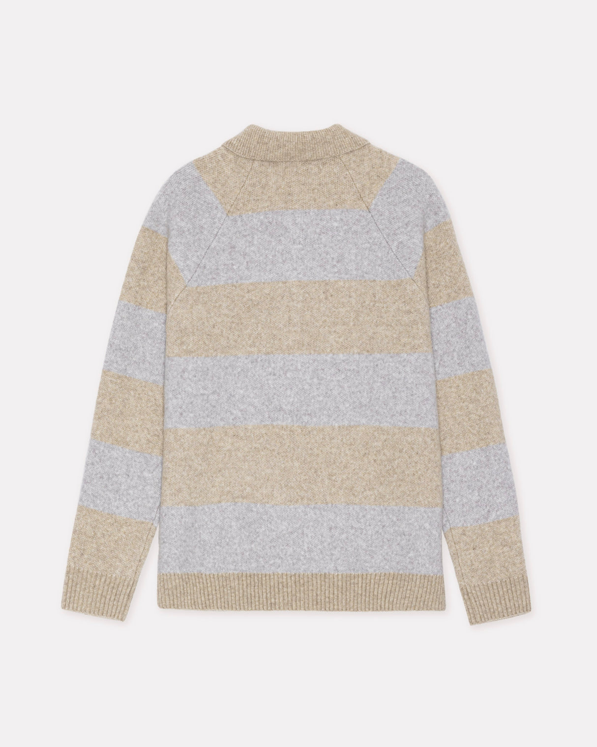 Light Sand Melange Striped Knitted Polo