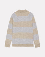 Light Sand Melange Striped Knitted Polo