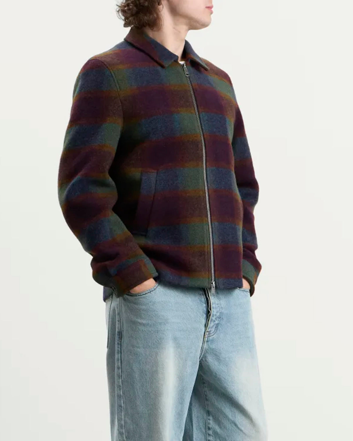Rosin Green Check Coach Zipper Jacket