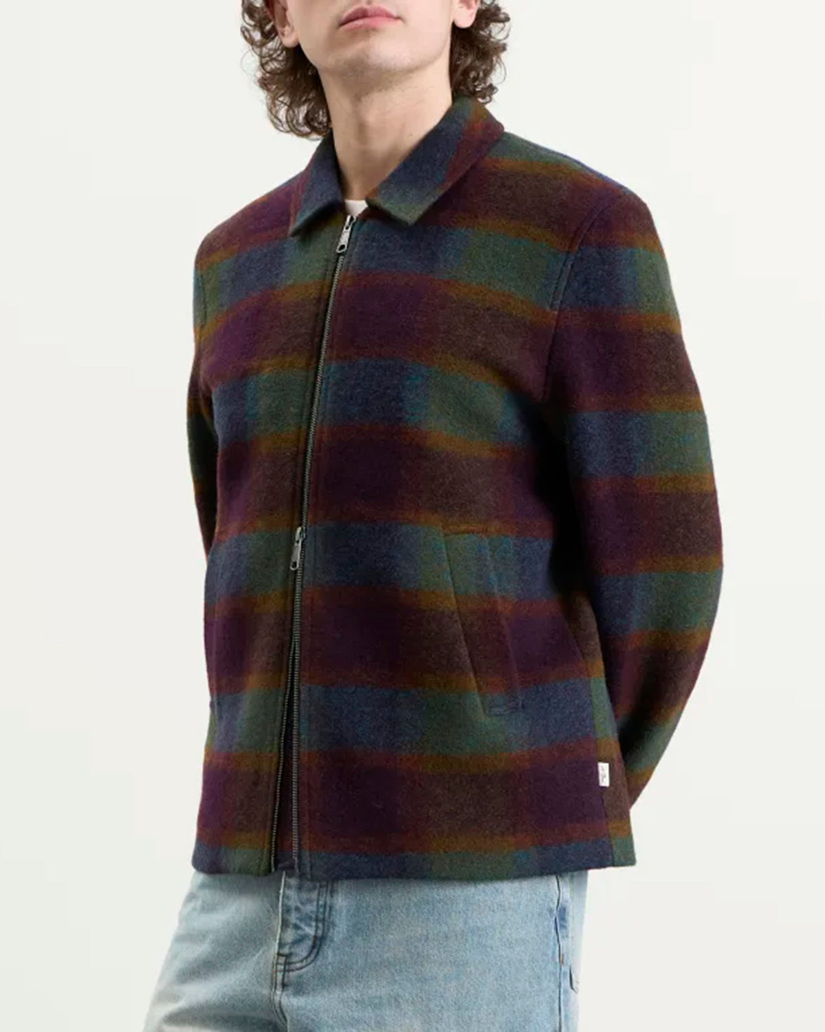 Rosin Green Check Coach Zipper Jacket