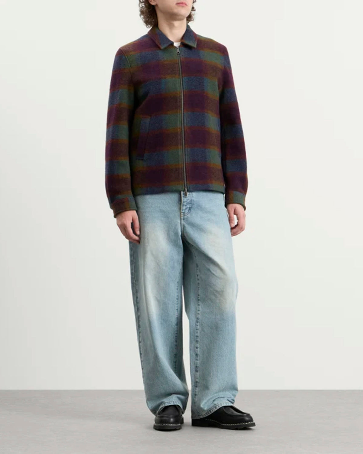 Rosin Green Check Coach Zipper Jacket