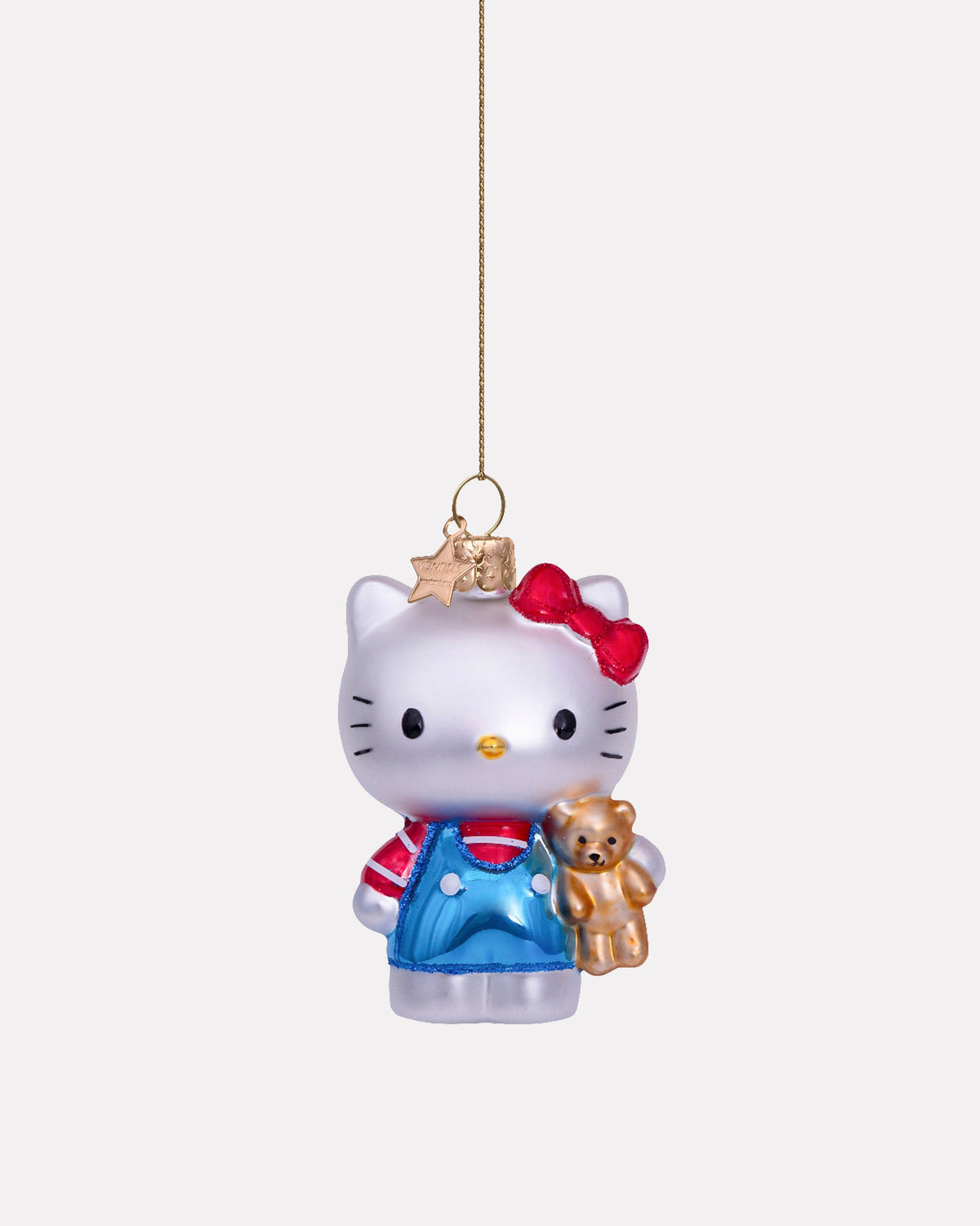 Hello Kitty in Blue with Bear Glass Tree Ornament