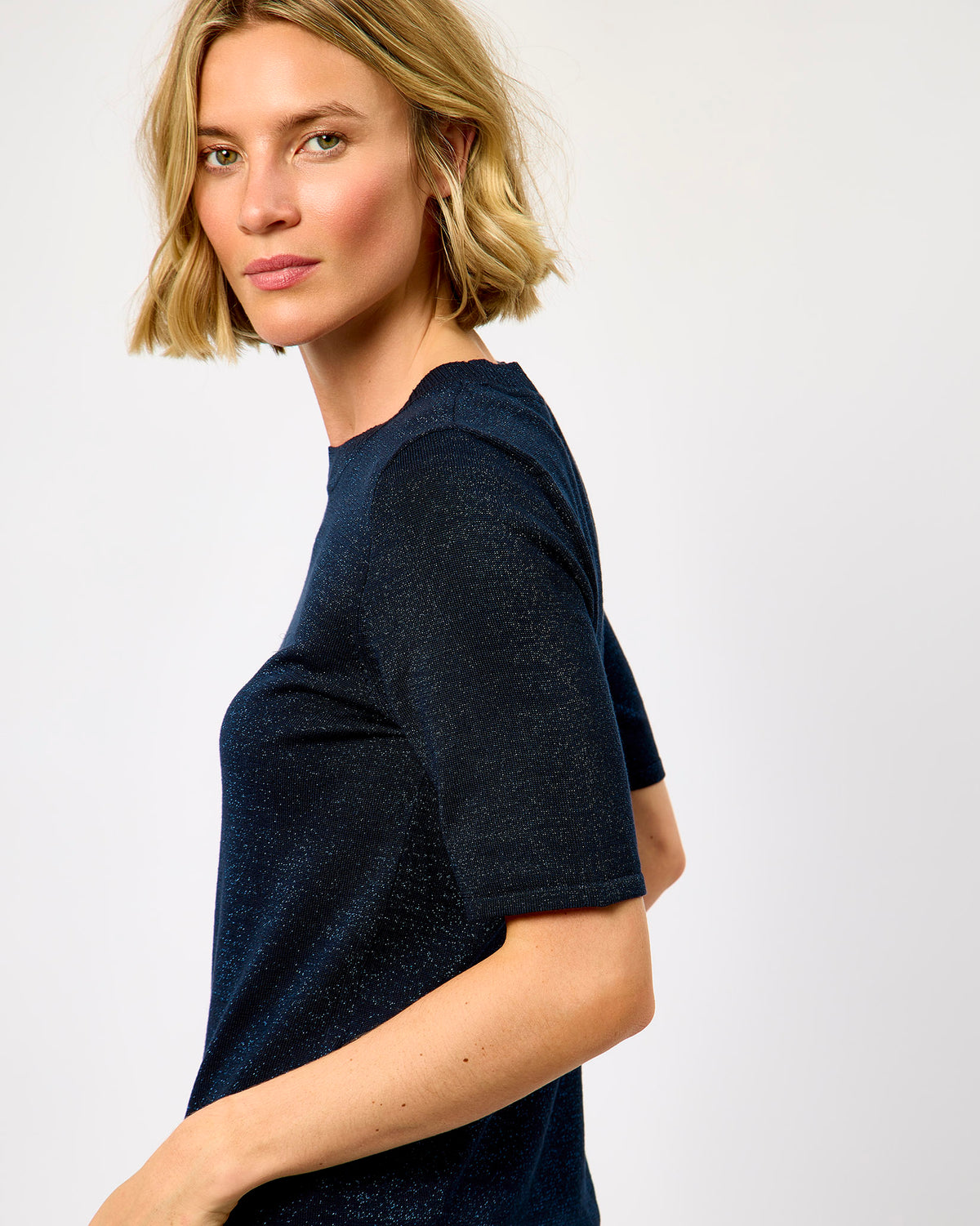 Dark Sapphire Luna Shirt Sleeve Knit Jumper