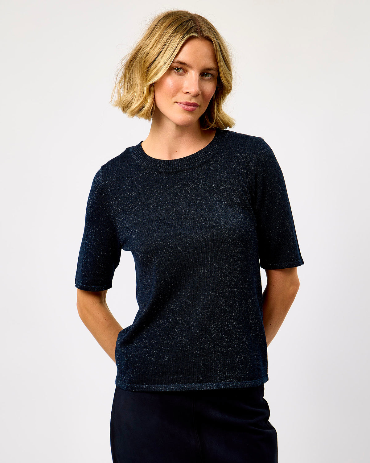 Dark Sapphire Luna Shirt Sleeve Knit Jumper