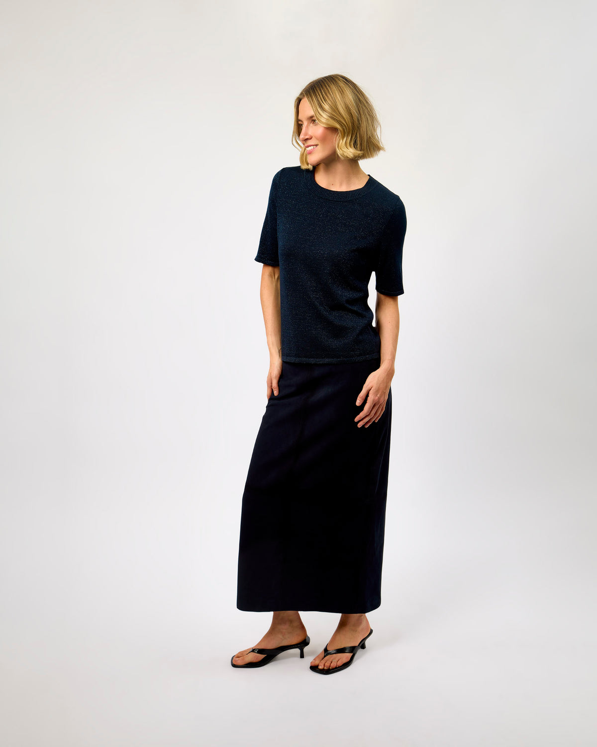 Dark Sapphire Luna Shirt Sleeve Knit Jumper