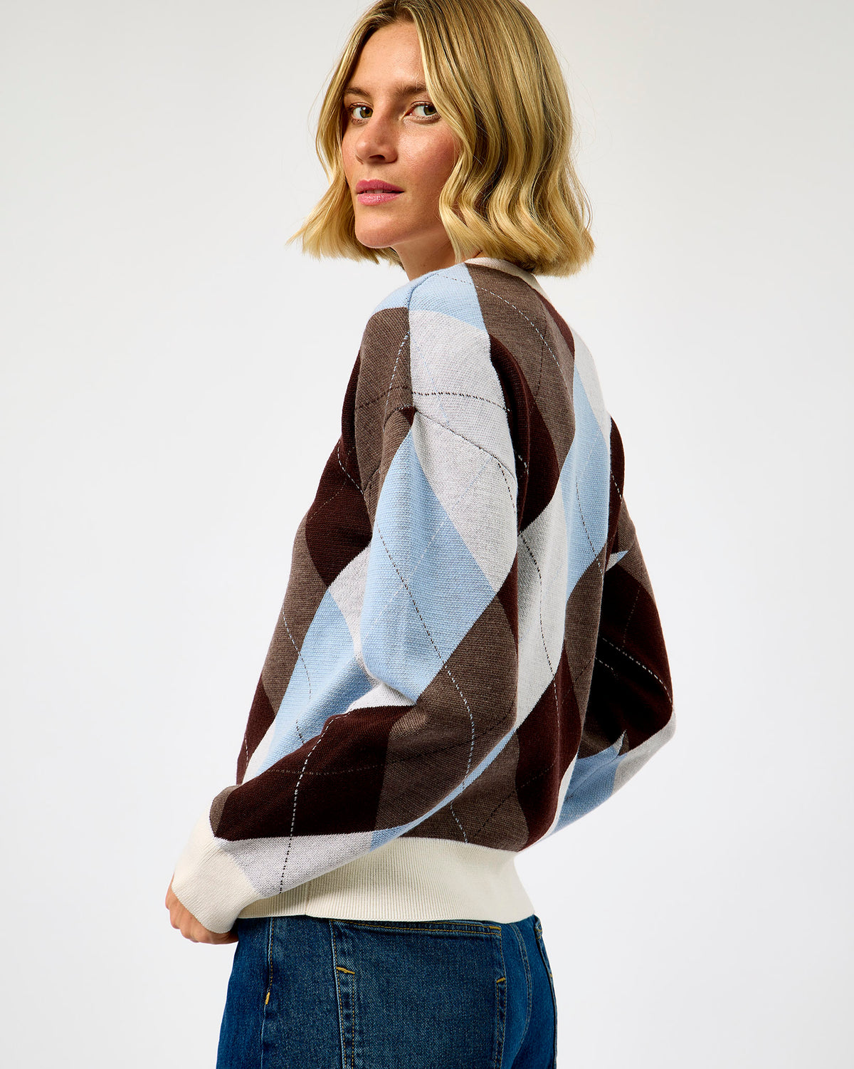 Multicolour Thea Argyle Merino Knit Jumper