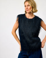Dark Sapphire Marianne Feather Sleeveless Top