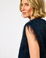 Dark Sapphire Marianne Feather Sleeveless Top