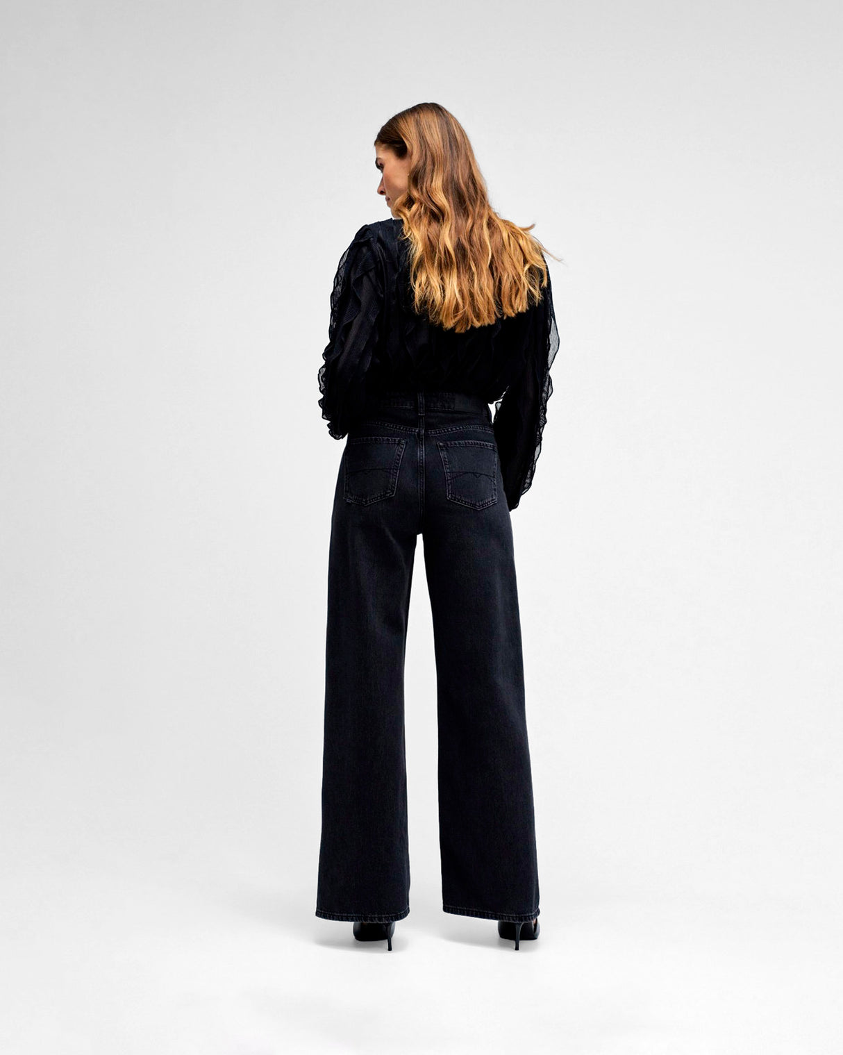 Black Wash Wide Leg Jeans