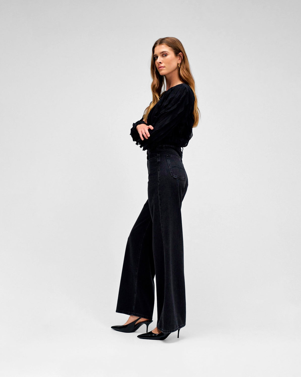 Black Wash Wide Leg Jeans