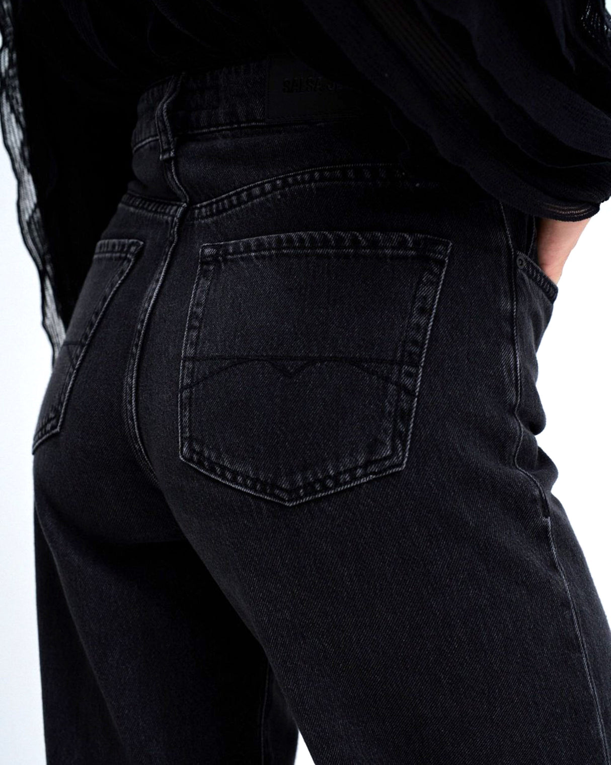 Black Wash Wide Leg Jeans
