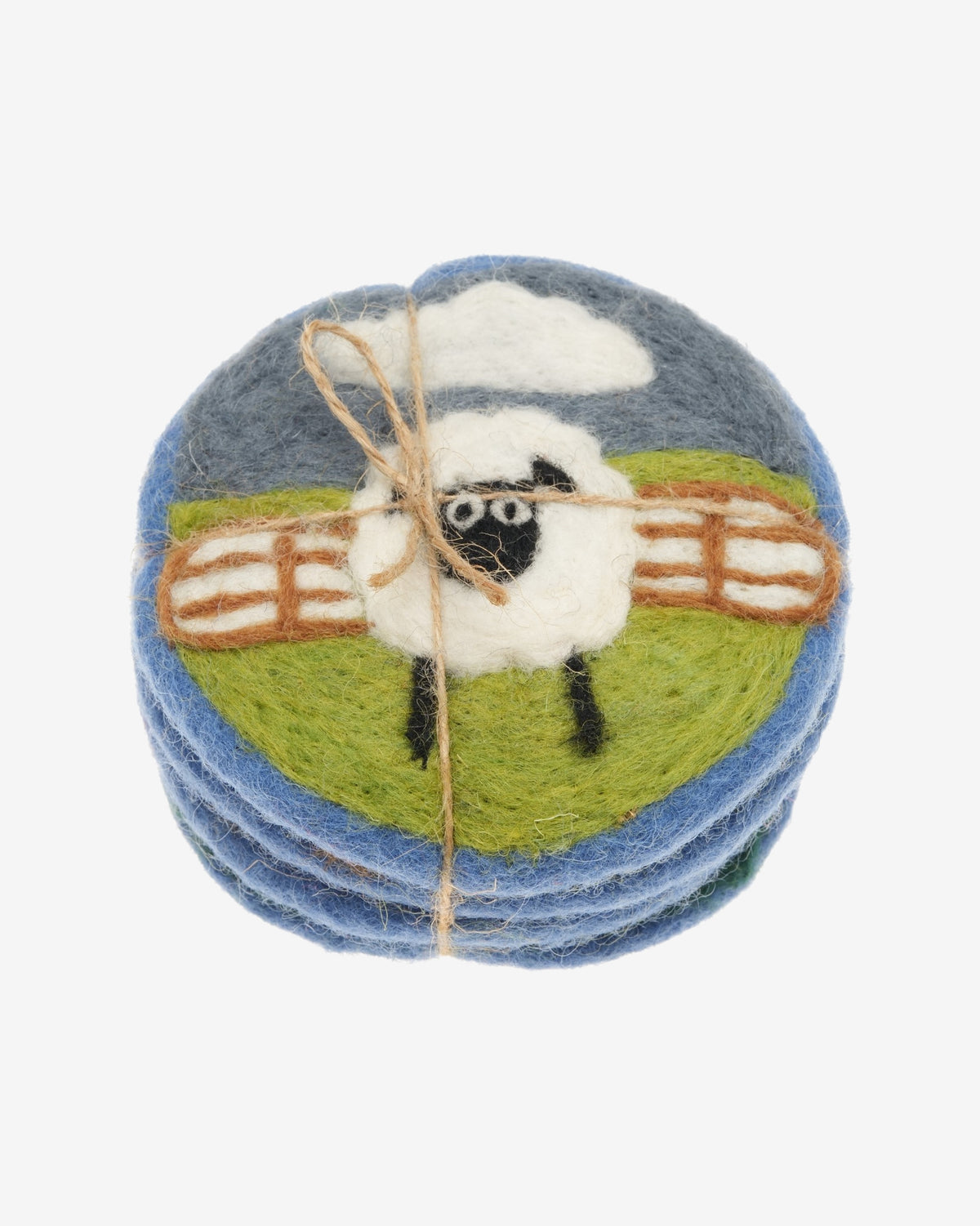 Sheep & Wall Handmade Wool Felt Coasters - Set of 4
