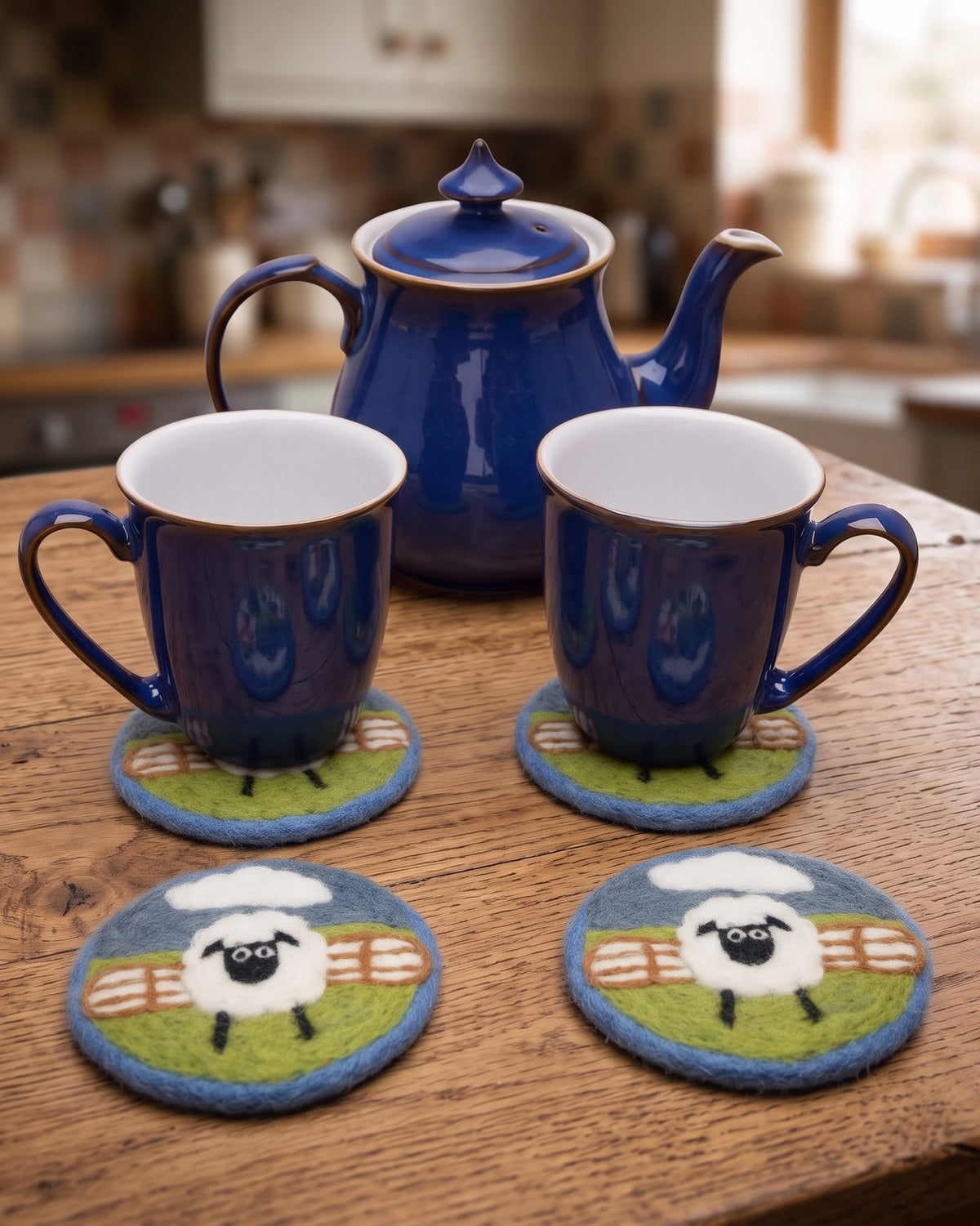 Sheep & Wall Handmade Wool Felt Coasters - Set of 4