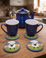 Sheep & Wall Handmade Wool Felt Coasters - Set of 4