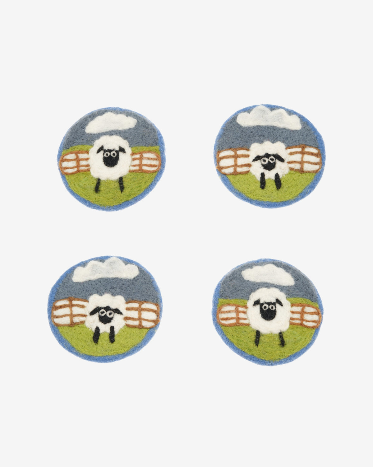 Sheep & Wall Handmade Wool Felt Coasters - Set of 4
