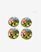 Irish Cottage & Sheep Handmade Wool Felt Coasters - Set of 4