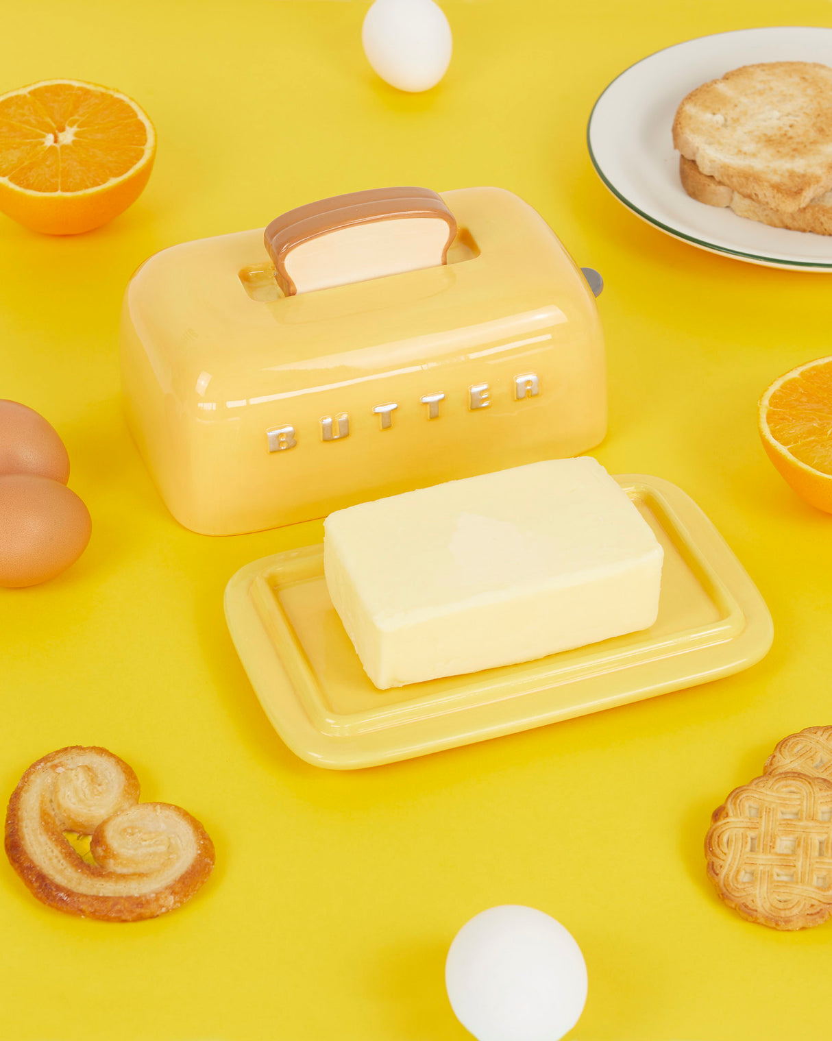 Toasty Yellow Ceramic Lidded Butter Tray