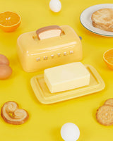 Toasty Yellow Ceramic Lidded Butter Tray