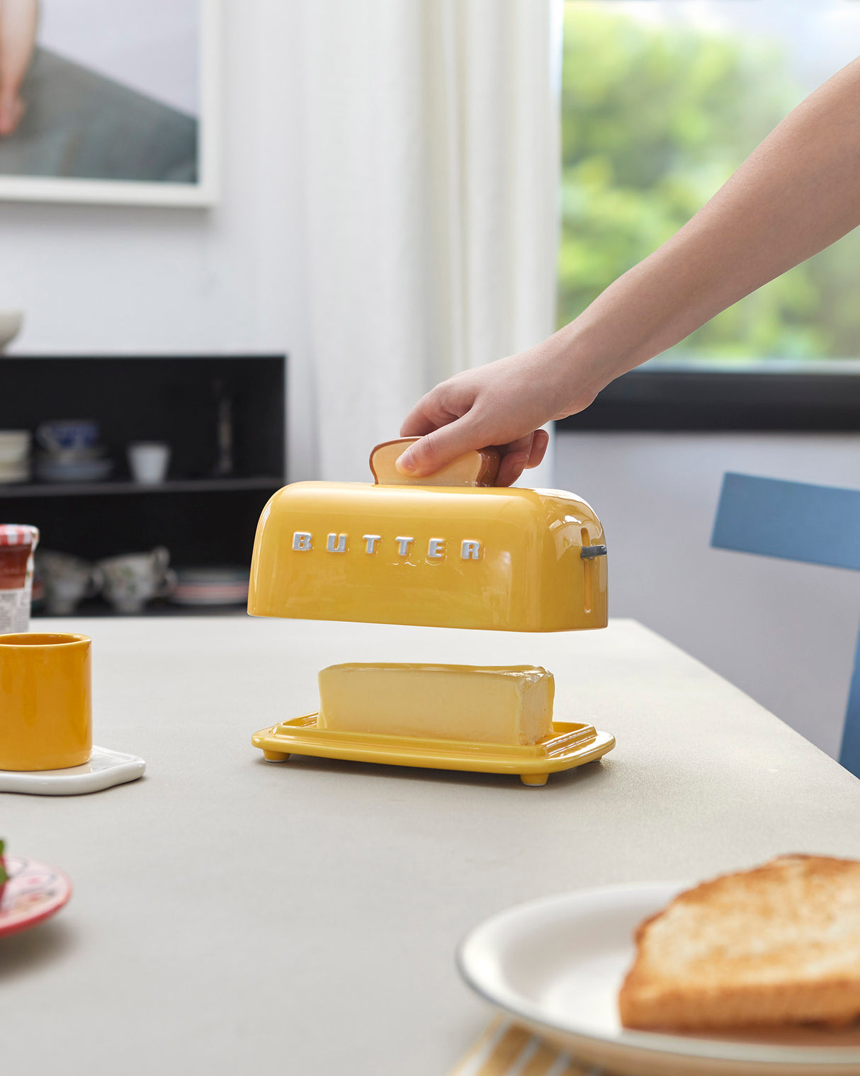 Toasty Yellow Ceramic Lidded Butter Tray