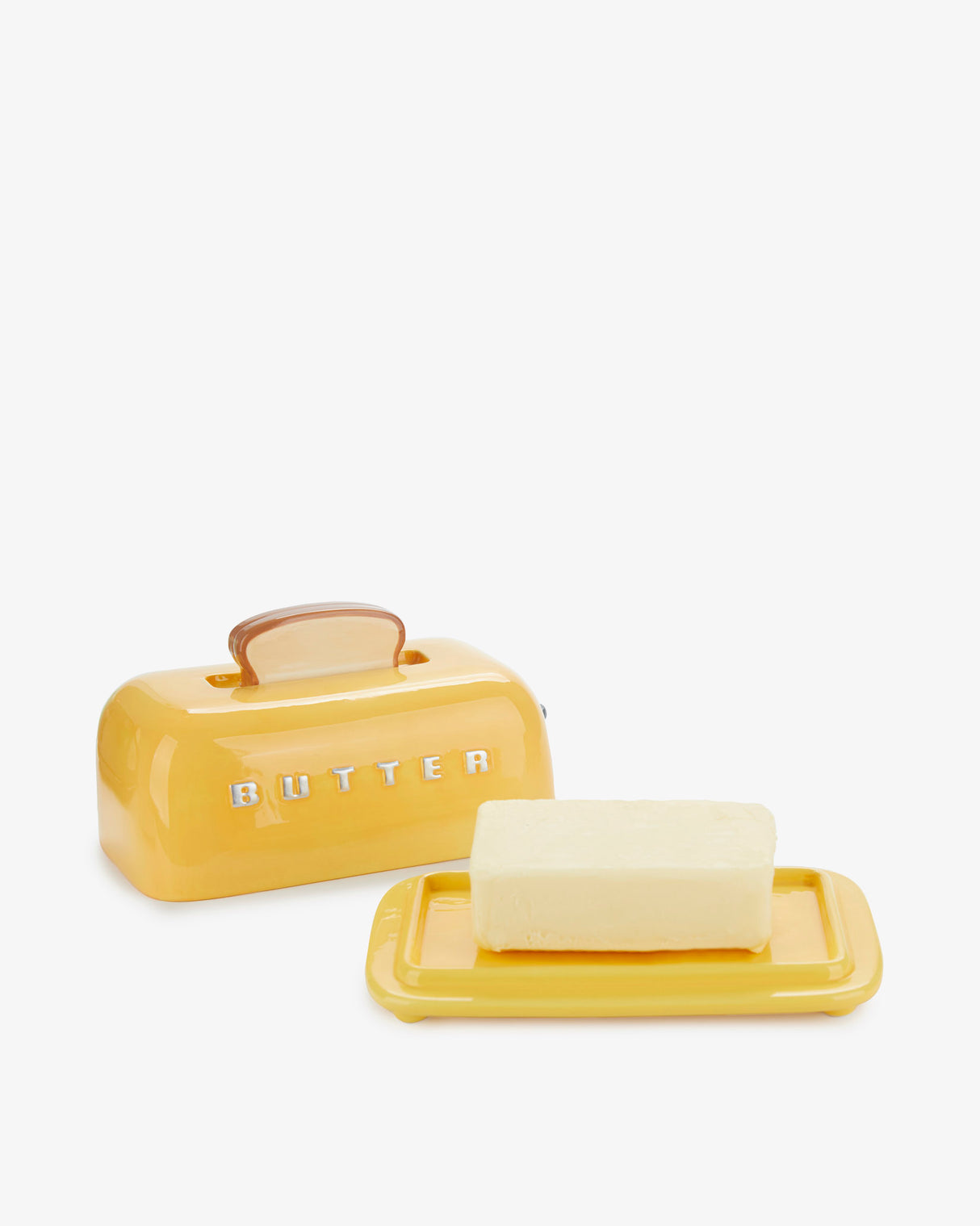 Toasty Yellow Ceramic Lidded Butter Tray