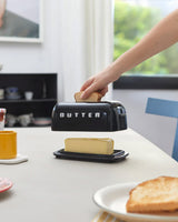 Toasty Black Ceramic Lidded Butter Tray