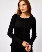 Black Lurex Dwala Frill Cardigan
