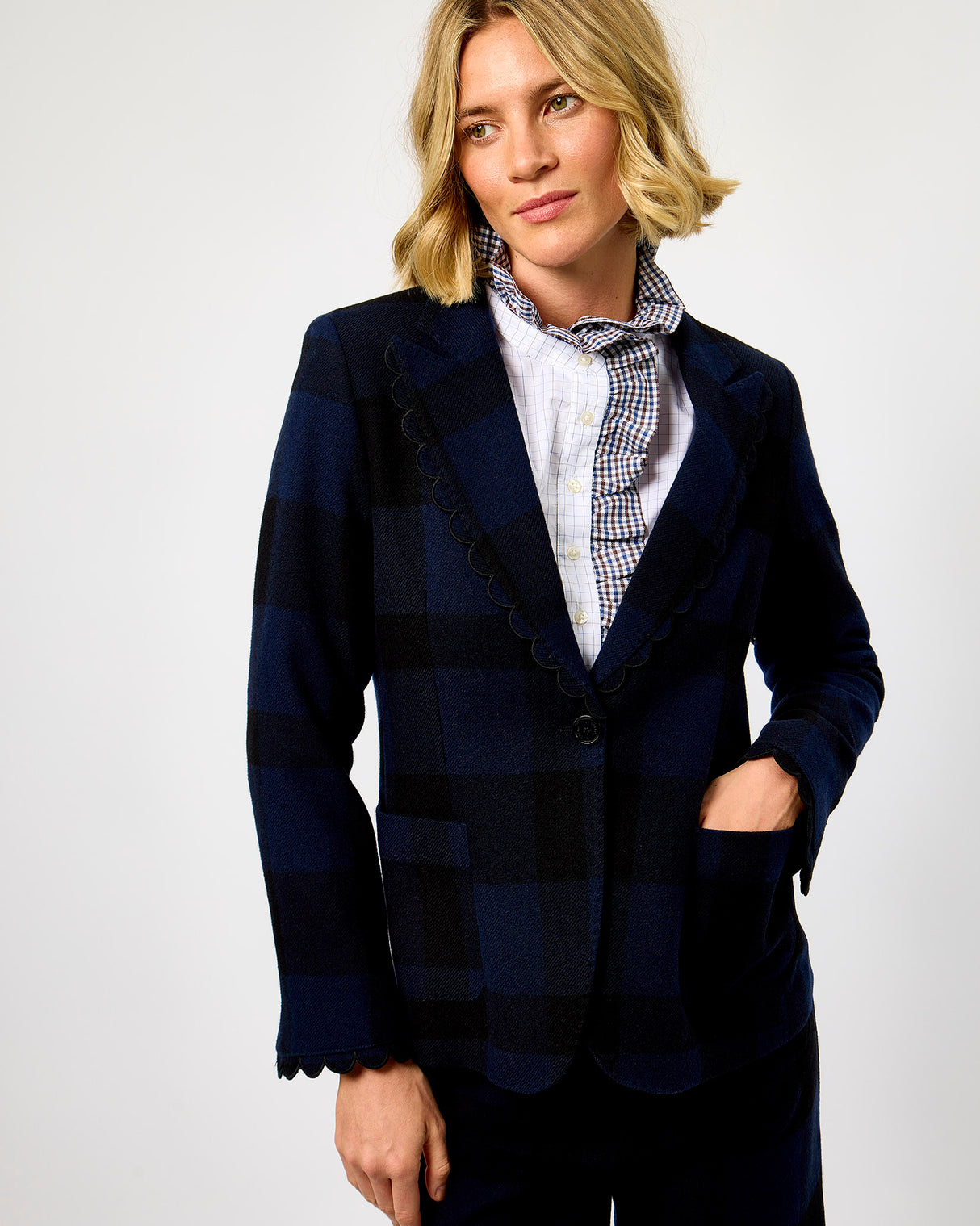 Vichy Marino Navy & Black Check Hilary Blazer