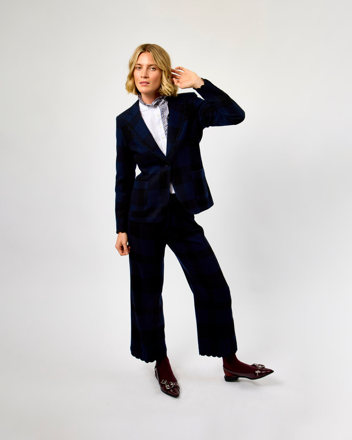Vichy Marino Navy & Black Check Dorin Trousers